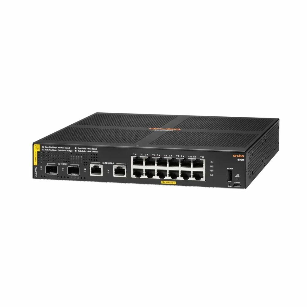 Коммутатор JL679A HPE Aruba 6100 Managed 12G Class4 PoE 139W 2SFP+ Switch