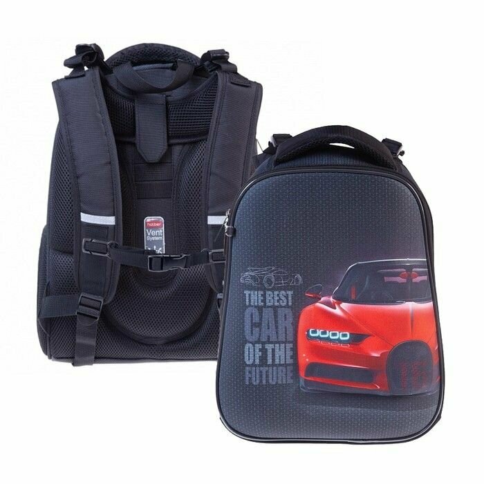 Рюкзак каркасный 38 х 29 х 15 см, Hatber Ergonomic light, Best car, красный/синий NRk71128