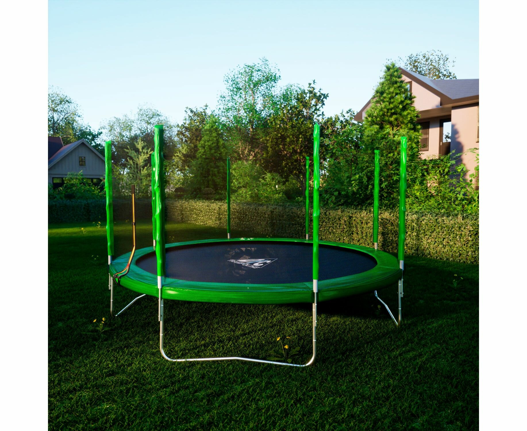 Каркасный батут DFC Trampoline Fitness 14FT-TR-LG/14FT-TR-B с сеткой 170х50х170 см , зеленый