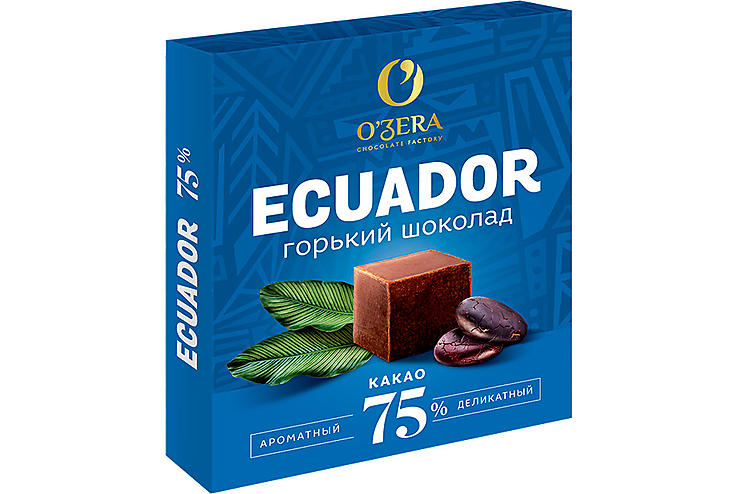 «O'Zera», шоколад Ecuador, содержание какао 75%, 90 г