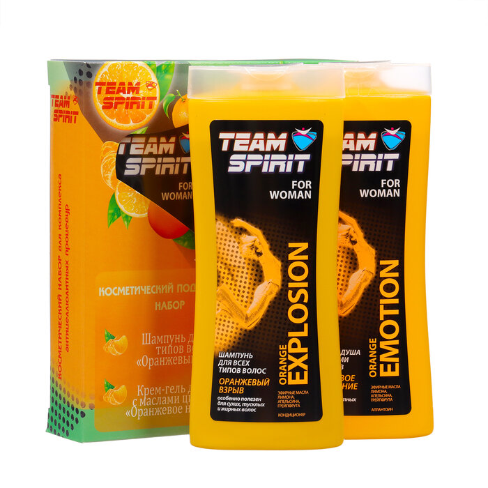 фото Подарочный набор женский Team Spirit Orange explosion: шампунь, 250 мл + гель для душа, 250 мл