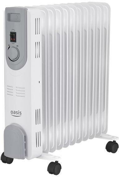Масляный радиатор Oasis OS-25 2500 Вт термостат колеса для перемещения белый серый