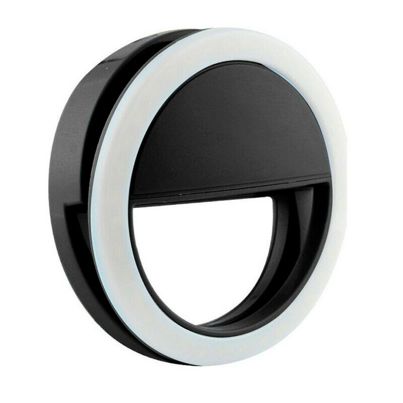 Селфи-кольцо для смартфона с аккумулятором диаметр 80 мм черное Fotokvant LED-8A RING Black