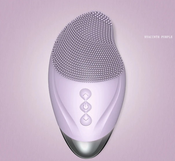 Электрическая силиконовая ультразвуковая щетка для очищения и массажа кожи лица, цвет: фиолетовый