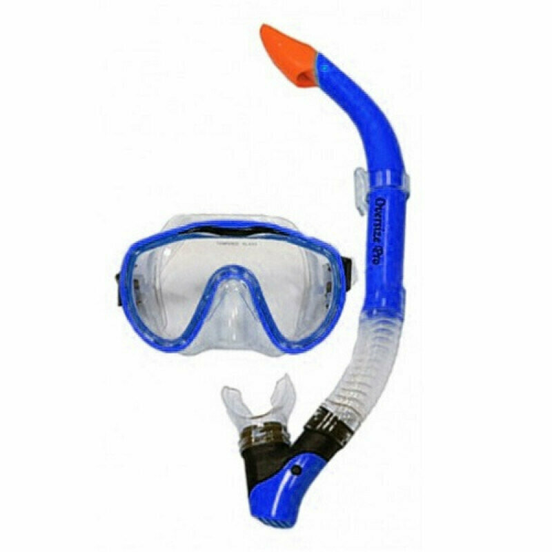 Комплект для дайвинга и подводного плавания маска Оверсайз Про + трубка 327SS, силикон, синий