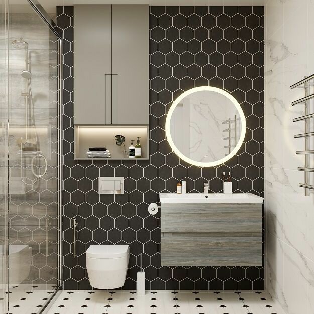 фото Зеркало с теплой подсветкой Art&Max Bolzano D780 AM-Boz-780-DS-C