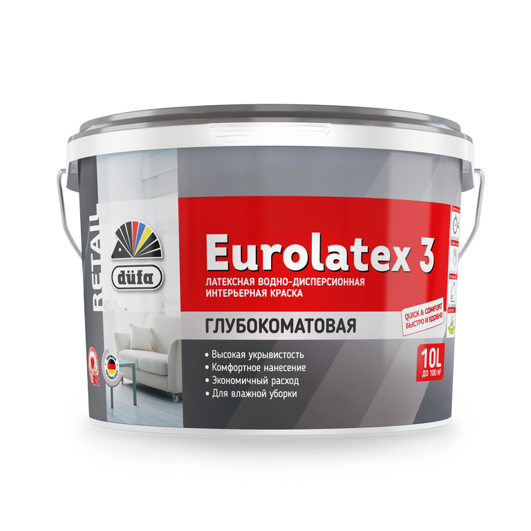 Dufa Retail EUROLATEX 3 / Дюфа Ритейл Евролатекс 3 Водно-дисперсионная краска 10л