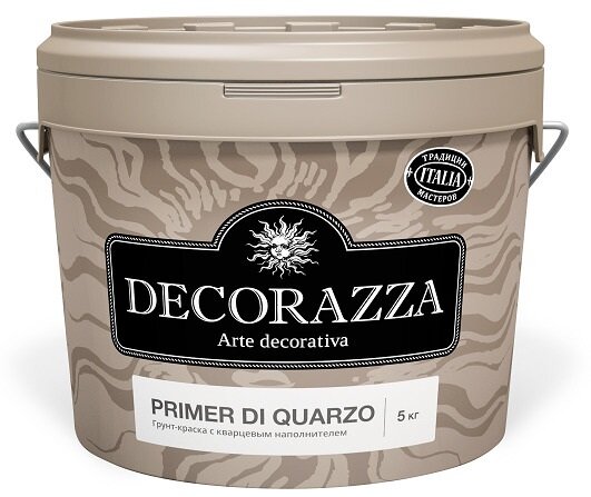 фото Decorazza PRIMER DI QUARZO / Праймер ди кварцо Укрывающий грунт для улучшения адгезии к последующим окрасочным слоям грунт кварцевый 1,5 кг