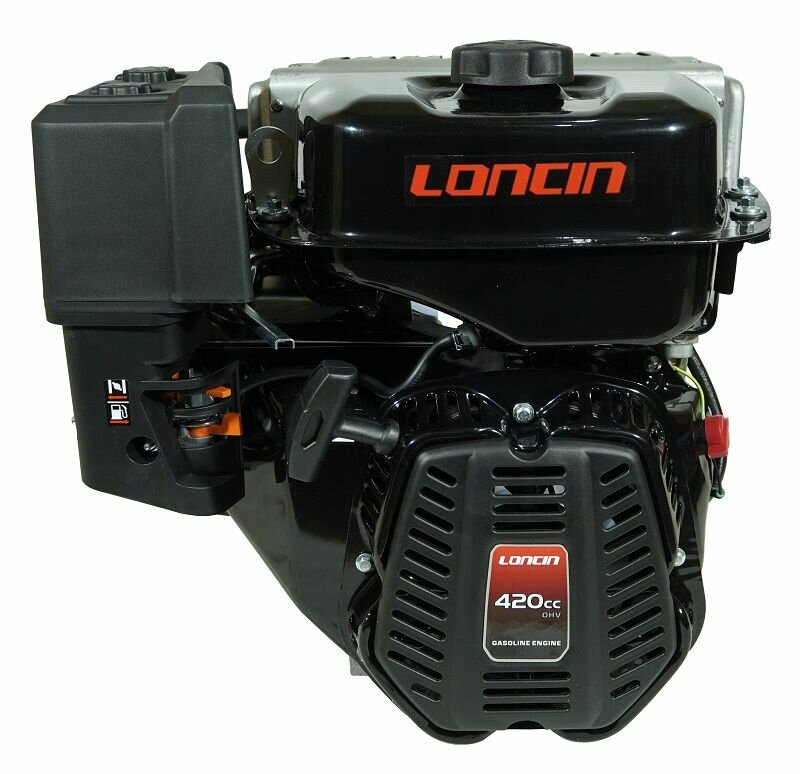 Двигатель бензиновый Loncin LC190FA (A type) D25 5А (лодочная серия 15л. с 420куб. см вал 25мм ручной старт катушка 5А)