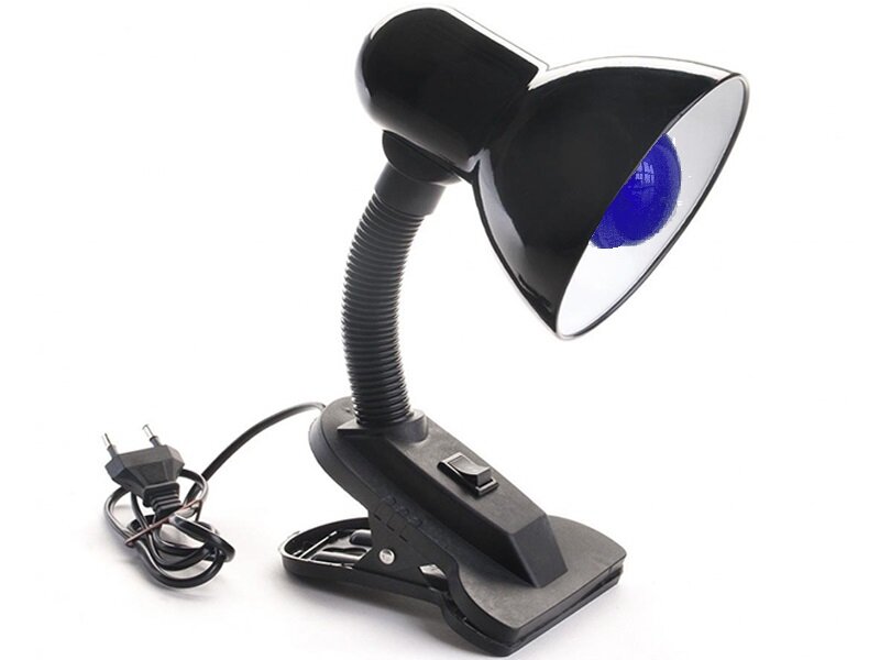 фото Светильник Рефлектор Минина + "Синяя Лампа" черный с прищепкой