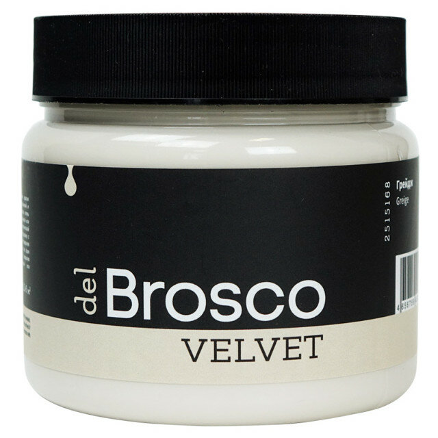 Краска акриловая del brosco velvet интерьерная 0,4л серая, арт.2515168