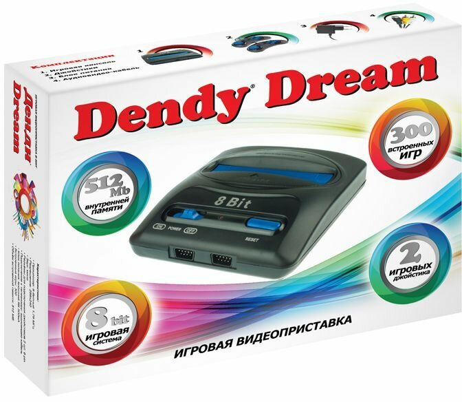 Игровая консоль DENDY 300 игр, Dream, черный (DREAM 300)