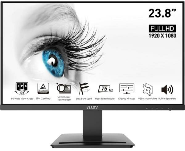 Монитор 23.8 MSI PRO MP243 черный IPS 1920x1080 250 cd/m^2 5 ms HDMI DisplayPort (Уценка б/у)