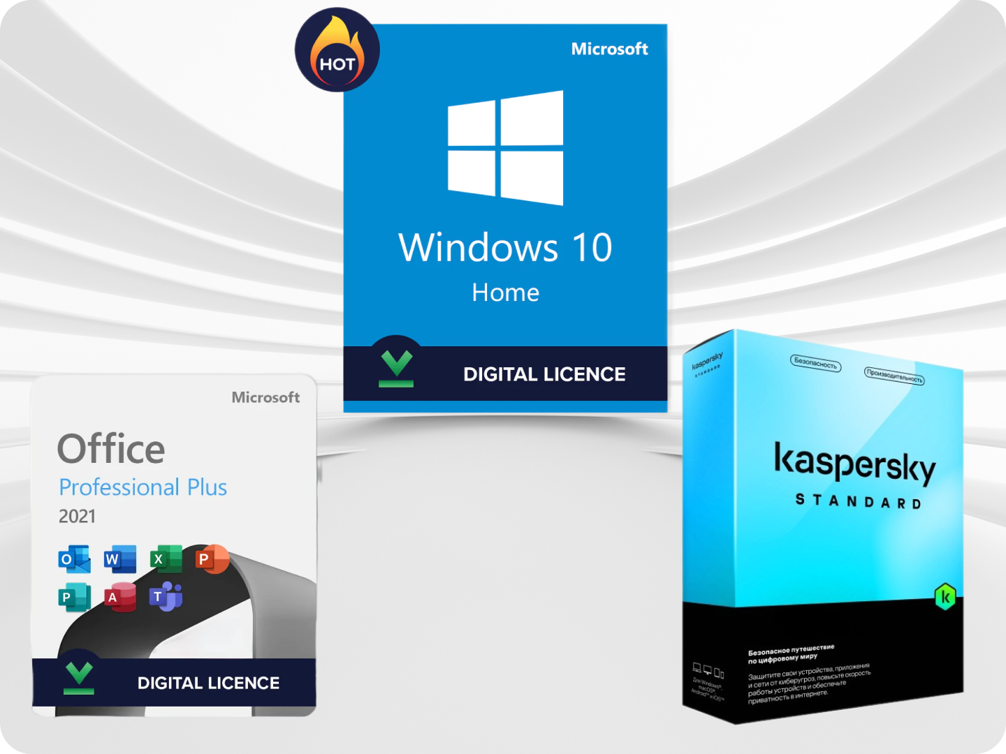 WINDOWS 10 HOME / OFFICE 2021 / KASPERSKY ( Комплект русский язык Лицензия)