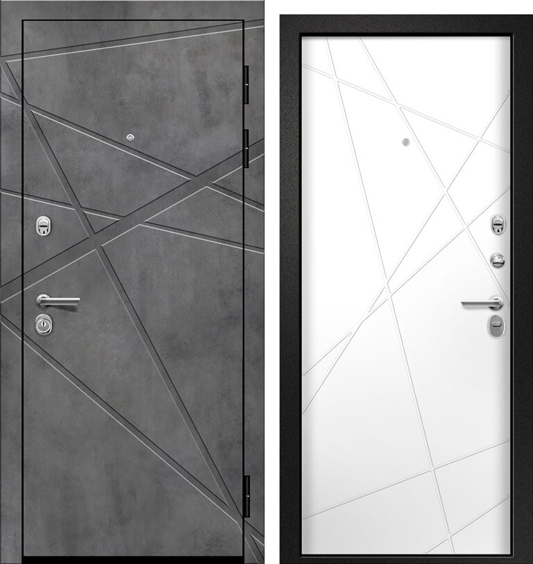 Дверь входна металическая, с наружной панелью бетон светлый - фотография № 1