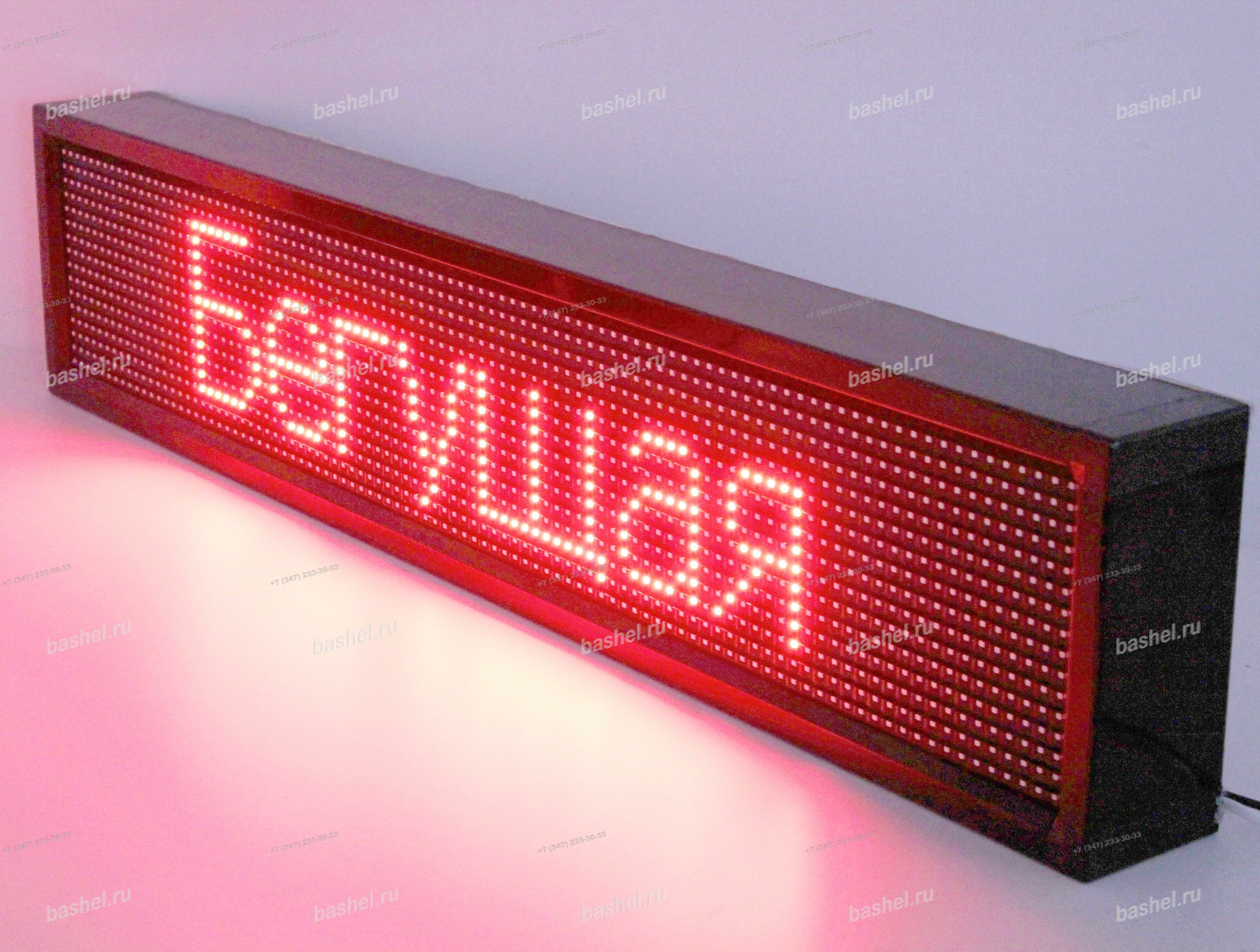 Светодиодная бегущая строка 1м красная (96х16pix, 100х21см, smd3535, USB, IP54) электротовар