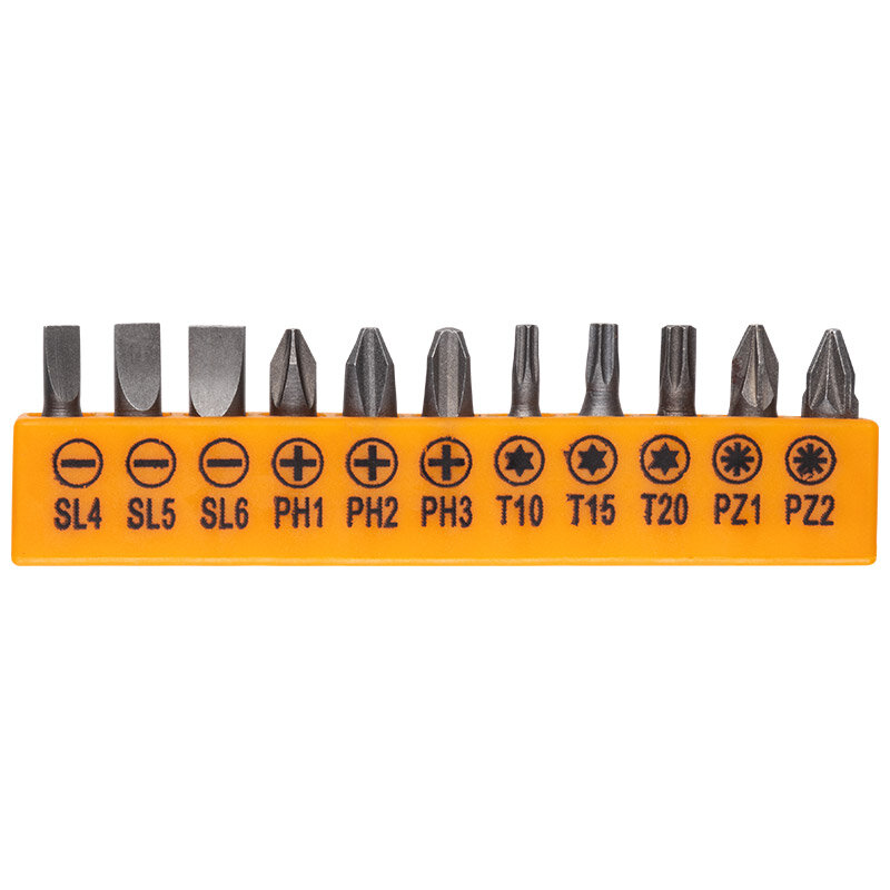 Отвертка с Т-образной ручкой, со сменными битами, 11 шт - SL4, SL5, SL6 PH1, PH2, PH3 T10, T15, T20 PZ1, PZ2