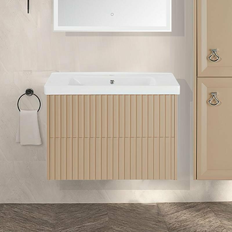 фото ASB-Woodline Тумба с раковиной ASB-Woodline Риола 80 капучино