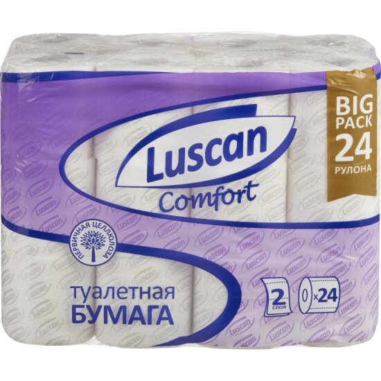 Туалетная бумага Luscan Comfort 2-сл бел 100%цел втул 20,04м 167л 24 шт/уп