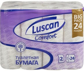 Туалетная бумага Luscan Comfort 2-сл бел 100%цел втул 20,04м 167л 24 шт/уп