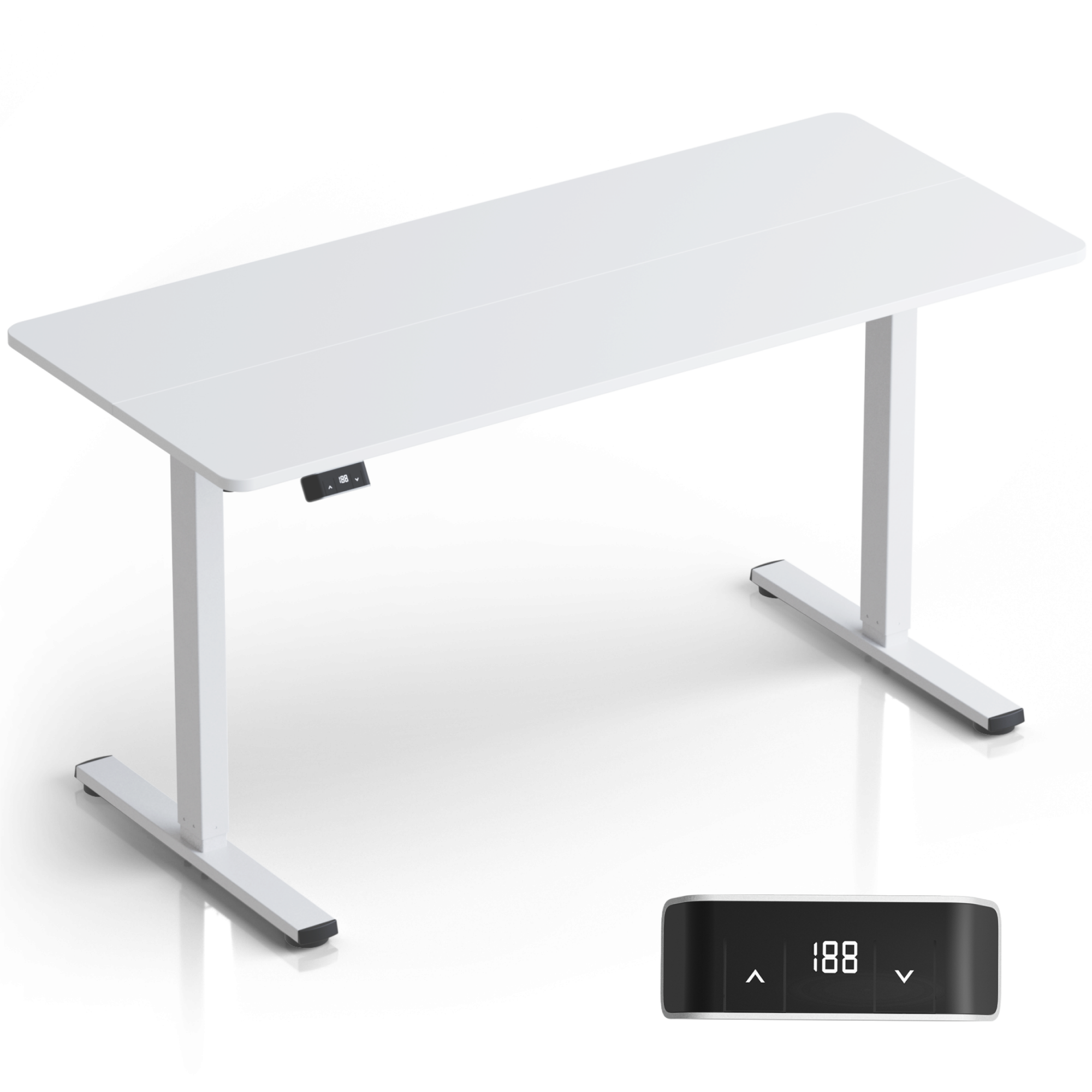 фото ONKRON WDT221E, белый моторизированный стол с регулировкой по высоте ( столешница1400 x 600 x 18 мм)