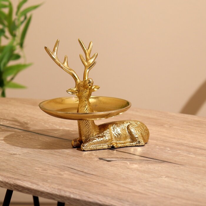 фото Блюдо для закусок "Олень" алюминий 20х14х19 см