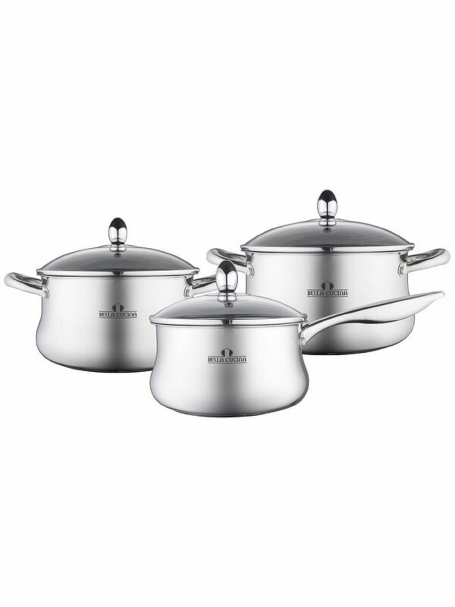 фото Набор посуды Bella Cucina 6пр, 2,7л, 3,6л, ковш 1,9л