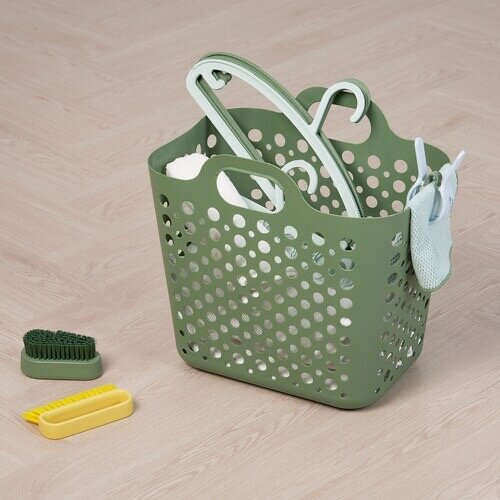 IKEA SLIBB (икеа слибб) Мягкая корзинка для белья зеленый 24л - фотография № 6