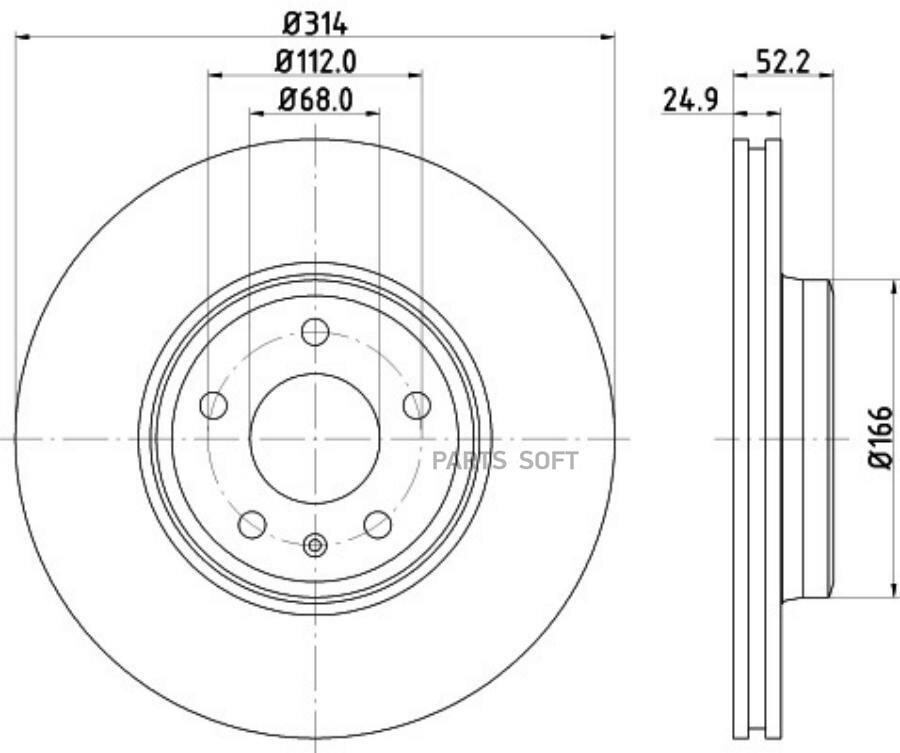 Тормозной диск с покрытием передняя ось BEHR-HELLA / арт. 8DD355113881 - (1 шт)
