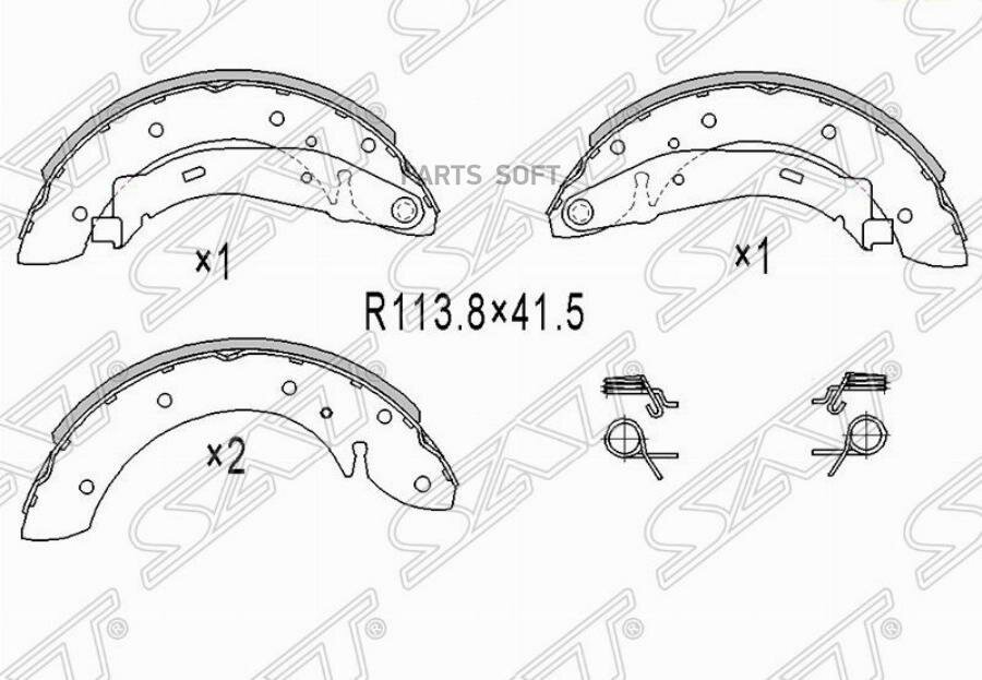 SAT ST4241L6 Колодки тормозные зад PEUGEOT PARTNER 06- барабан