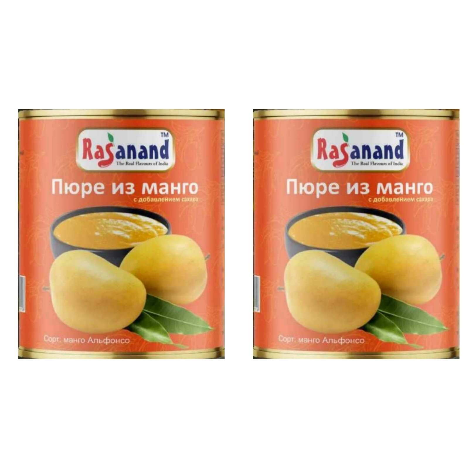 Пюре манго с добавлением сахара Rasanand Alphonso Mango Pulp 850 г, 2 шт