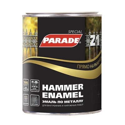 Грунт-эмаль Parade Hammer Enamel Z1 гладкий RAL9005 чёрный 045 л