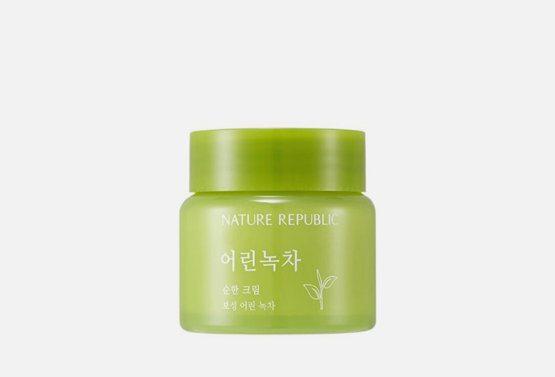 Увлажняющий крем для лица с экстрактом зеленого чая Nature Republic Mild Green Tea Cream / объём 55 мл