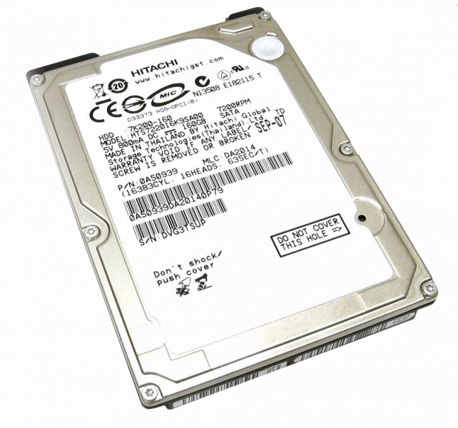 Жесткий Диск Hitachi HTS722016K9SA00 160Gb 7200 SATA 25" HDD