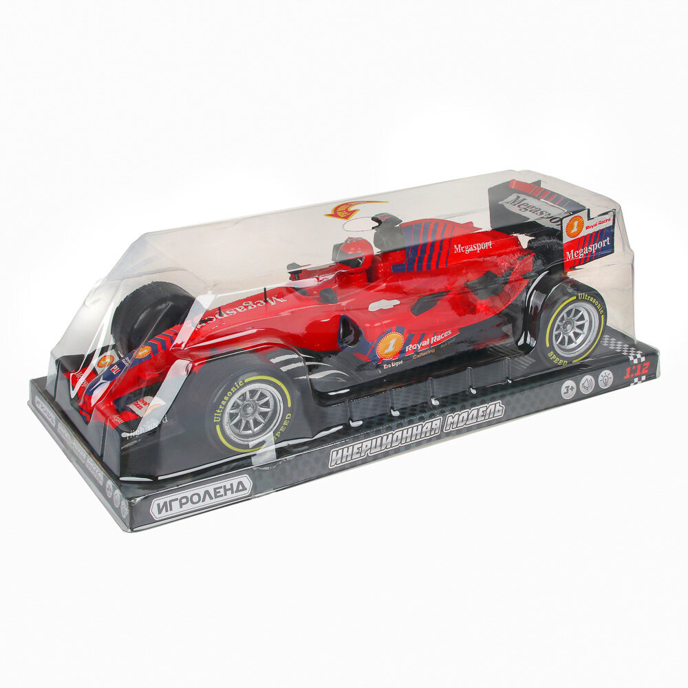 фото Игроленд Машинка гоночная, 1:12, свет, звук, инерция, 3LR44, пластик, 38х12х17см, 2 цвета