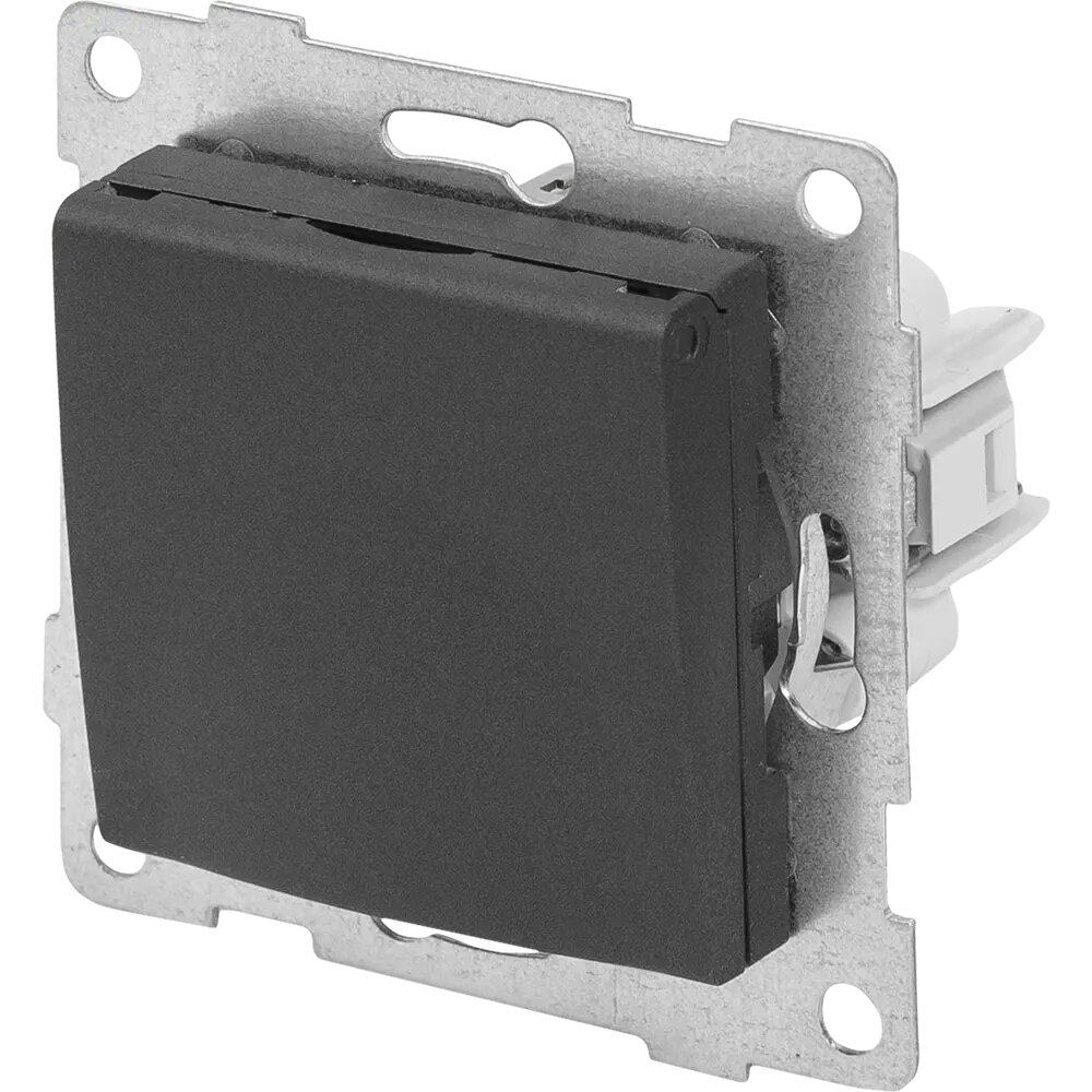 фото Розетка встраиваемая влагозащищённая Gusi Electric с заземлением с защитной шторкой и крышкой IP44 цвет графит