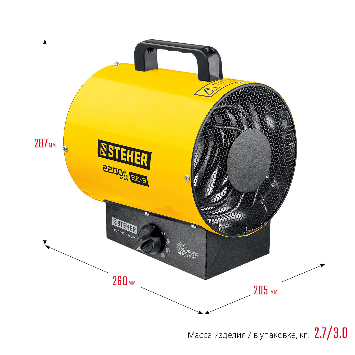 STEHER 2 кВт, электрическая тепловая пушка (SE-3) - фотография № 2