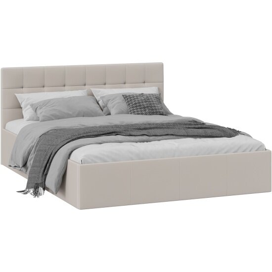 фото Кровать Трия Эмма с мягкой обивкой и заглушиной (1600) с ПМ Велюр Confetti Smoke