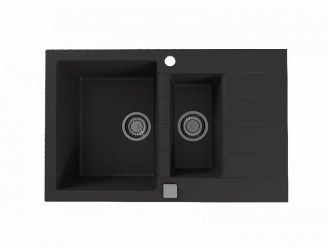 Кухонная мойка Alveus Granital Cadit 70 Carbon-G91 790х500х200 с сифоном, черная (1131361)