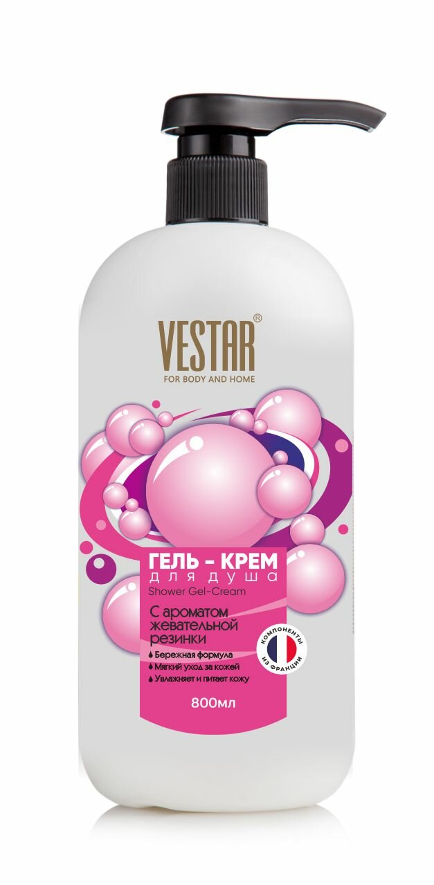 Гель-крем для душа Vestar с ароматом жевательной резинки, 800мл