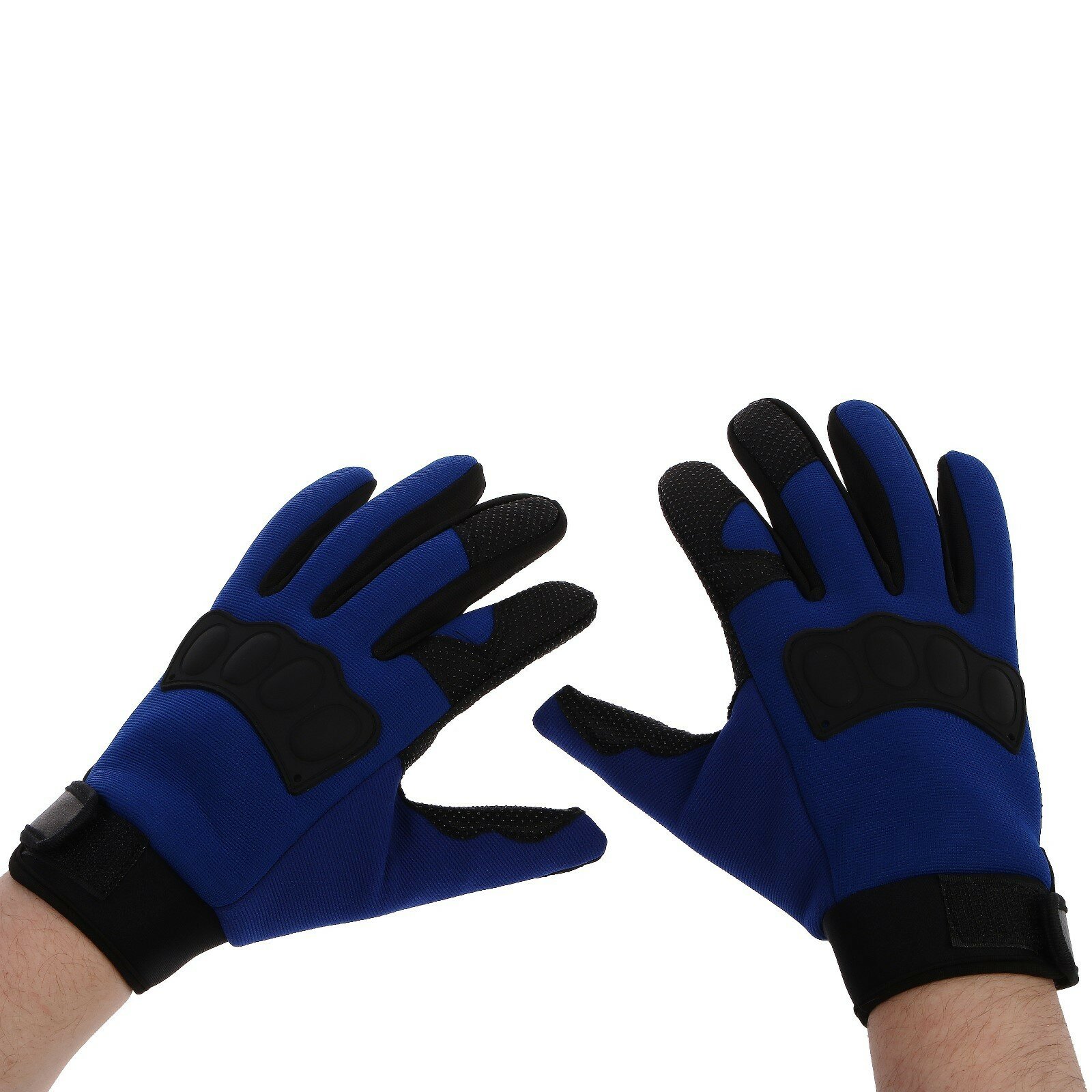 Перчатки мотоциклетные с защитными вставками одноразмерные синий (1шт.)
