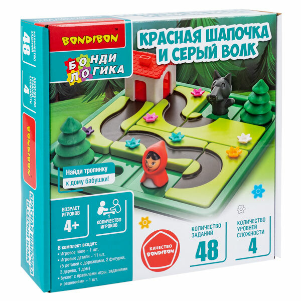 Игра настольная логическая БондиЛогика Bondibon красная шапочка И серый волк