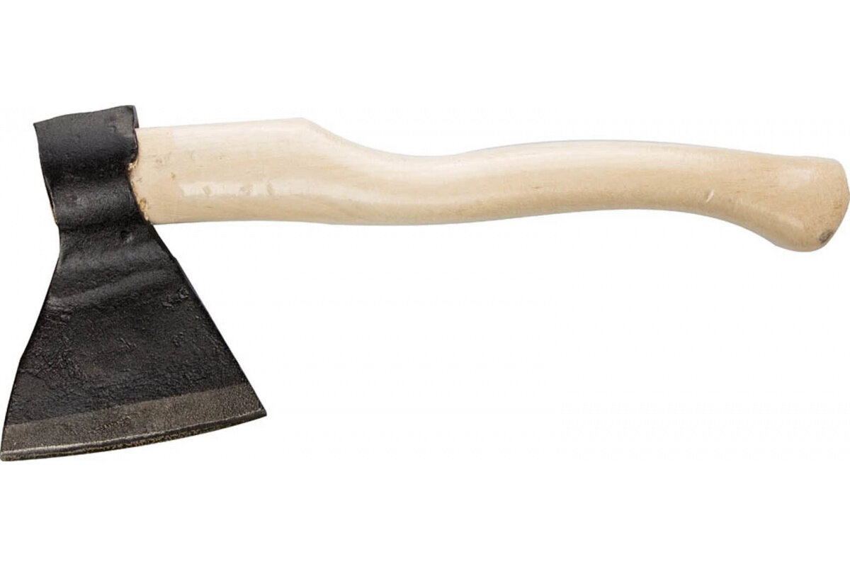 Топор кованый "ИЖ", с округлым лезвием и деревянной рукояткой, 2000 г