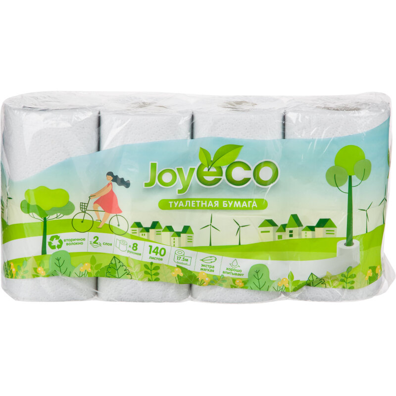 Бумага туалетная JOY ECO белая втор 2сл 17,5м 8 шт/уп_Л