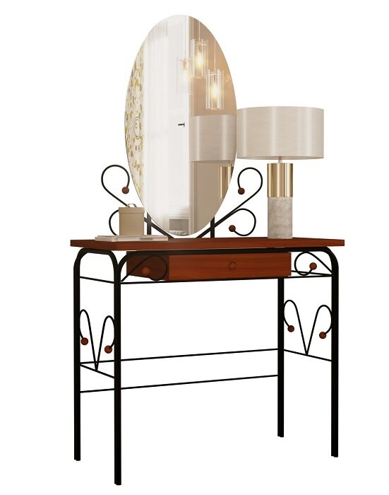 фото Стол дамский МК-8 с ящиком, ММД303, Черный/Орех