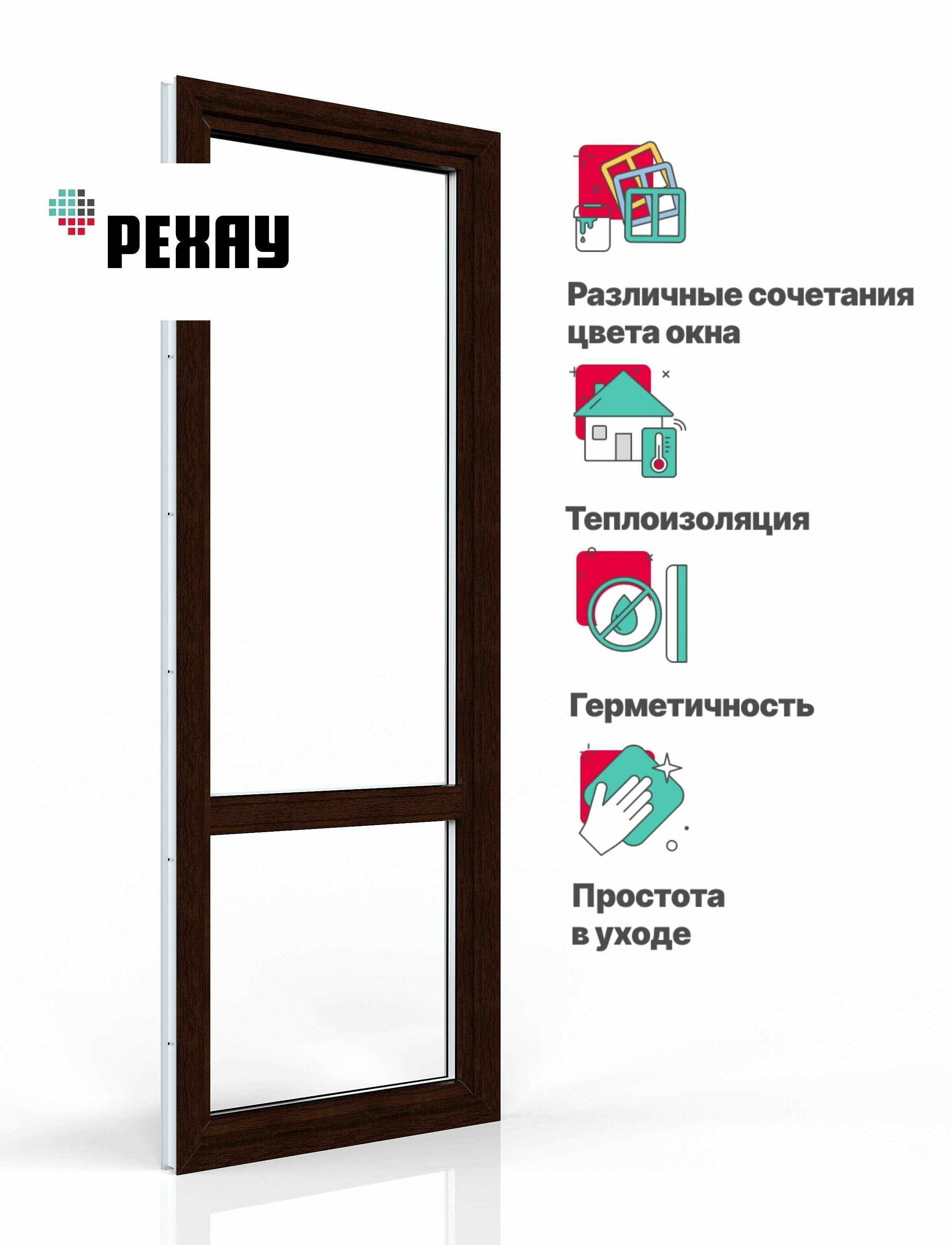 Пластиковая дверь ПВХ балконная REHAU BLITZ 2100х700 мм (ВхШ) левая двухкамерный стеклопакет темный дуб снаружи