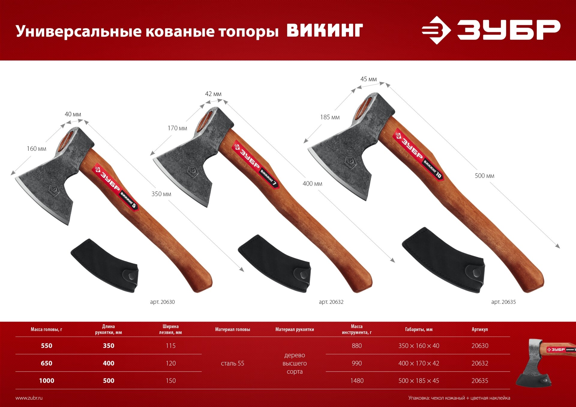 ЗУБР ВИКИНГ-7, 700/950 г, 400 мм, Универсальный кованый топор (20632) - фотография № 6