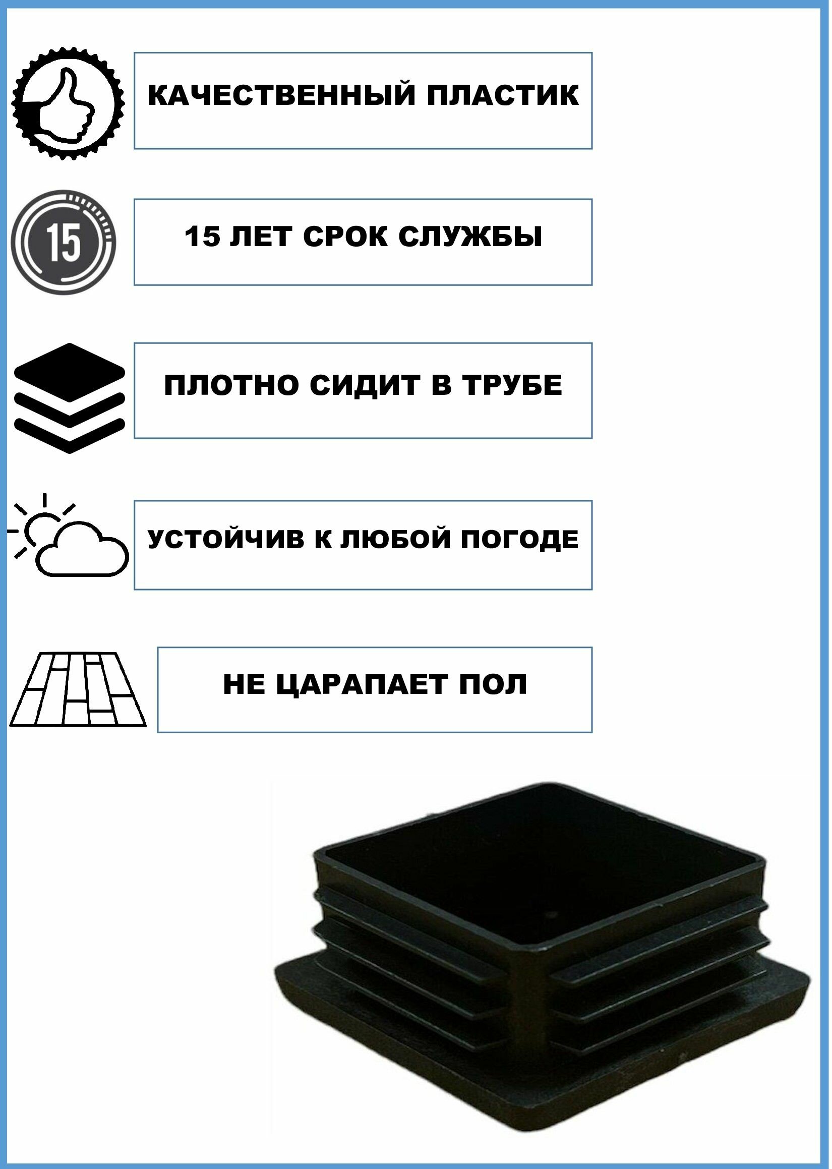 Заглушка 80х80 для профильной трубы пластиковая 80х80мм, черная (20шт) - фотография № 2