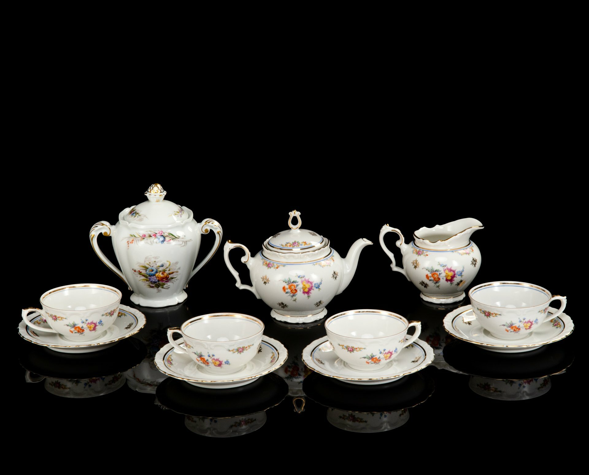 фото Набор чайный на 4 персоны (10 предметов), фарфор, золочение, деколь, Kahla, Германия