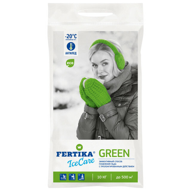 Реагент противогололедный fertika icecare green 10кг